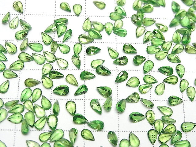 [Video]High Quality Tsavorite Garnet AAA Loose stone Pear shape Faceted 5x3mm 2pcs
