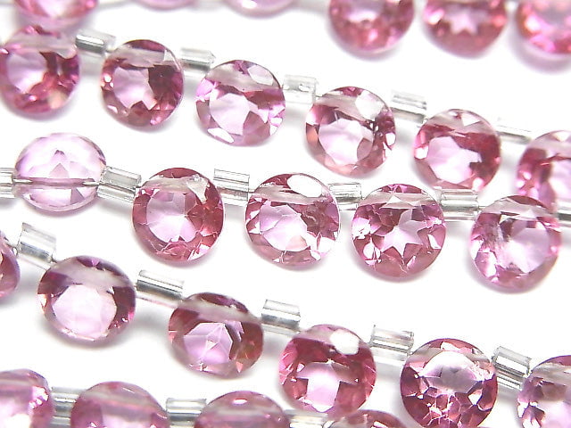 [Video]High Quality Pink Topaz AAA Round Faceted 6x6x3mm half or 1strand (28pcs )