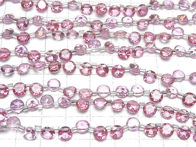 [Video]High Quality Pink Topaz AAA Round Faceted 6x6x3mm half or 1strand (28pcs )