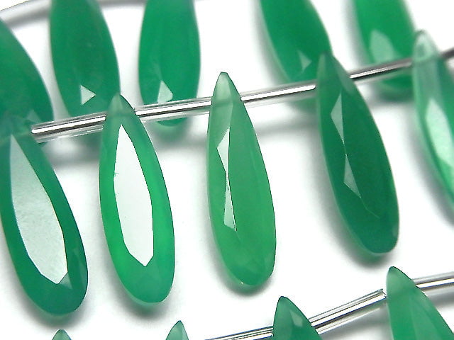 [Video]High Quality Green Onyx AAA Pear shape Faceted 20x6mm half or 1strand (8pcs)