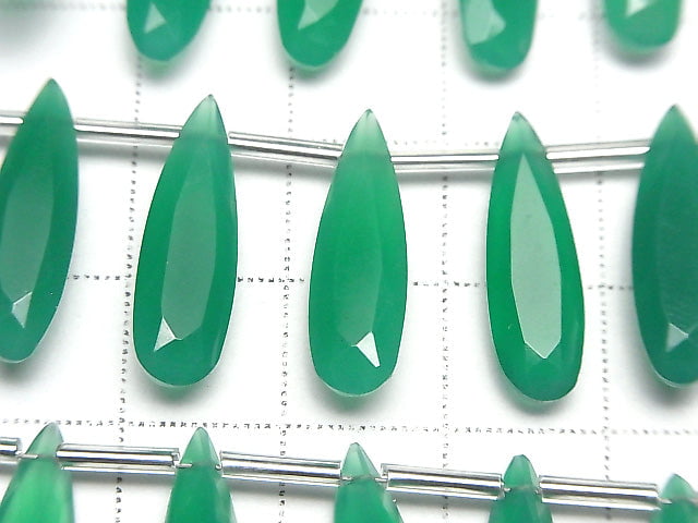 [Video]High Quality Green Onyx AAA Pear shape Faceted 20x6mm half or 1strand (8pcs)
