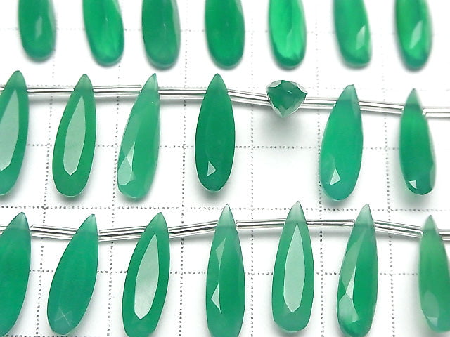 [Video]High Quality Green Onyx AAA Pear shape Faceted 20x6mm half or 1strand (8pcs)
