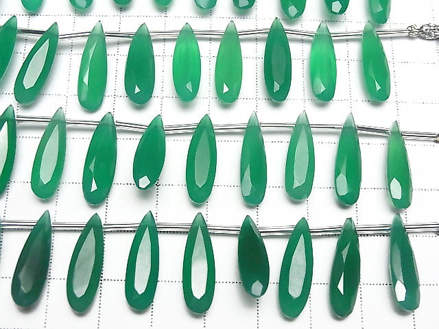 [Video]High Quality Green Onyx AAA Pear shape Faceted 20x6mm half or 1strand (8pcs)