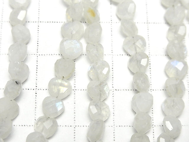 [Video] High Quality Rainbow Moonstone AA++ Vertical Hole Heart cut 6x6mm half or 1strand beads (aprx.6inch / 16cm)
