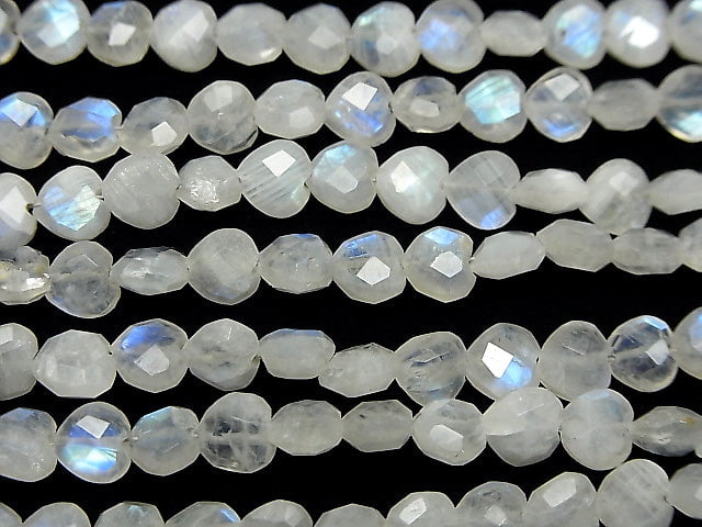 [Video] High Quality Rainbow Moonstone AA++ Vertical Hole Heart cut 6x6mm half or 1strand beads (aprx.6inch / 16cm)