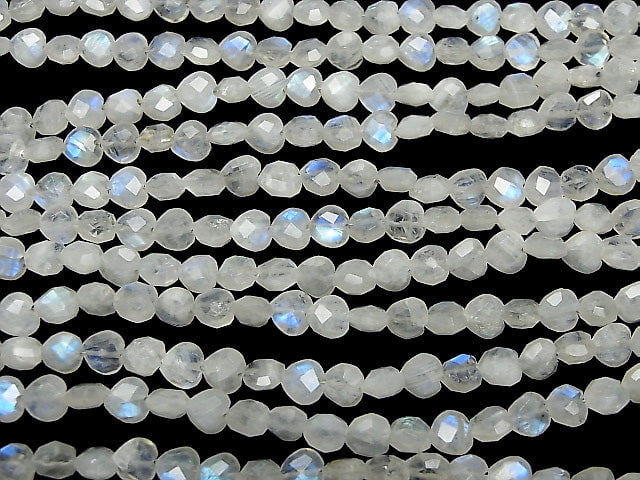 [Video] High Quality Rainbow Moonstone AA++ Vertical Hole Heart cut 6x6mm half or 1strand beads (aprx.6inch / 16cm)