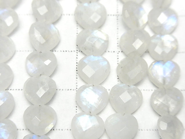 [Video] High Quality Rainbow Moonstone AA++ Vertical Hole Heart cut 8x8mm half or 1strand beads (aprx.6inch / 16cm)