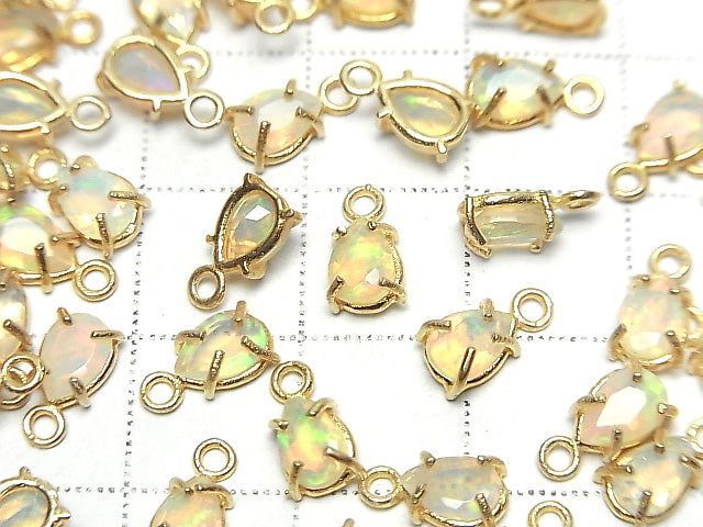 [Video] High Quality Ethiopia Opal AAA Bezel Setting Pear shape Faceted 6x4mm 18KGP 2pcs