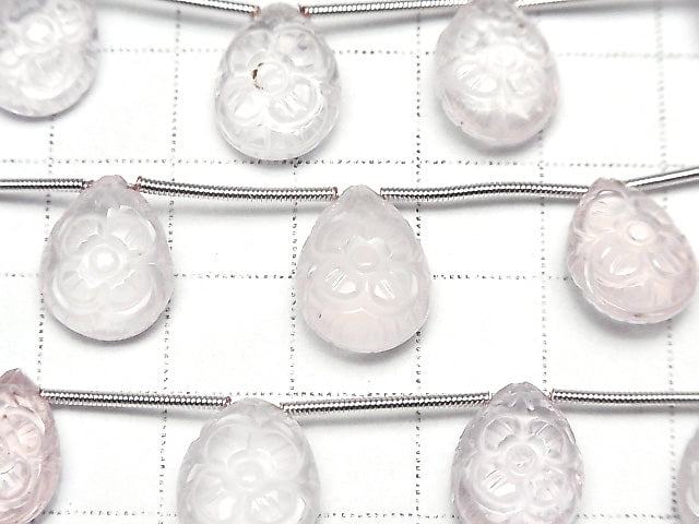 [Video] High Quality Rose Quartz AAA Carved Pear shape 1strand (5pcs)