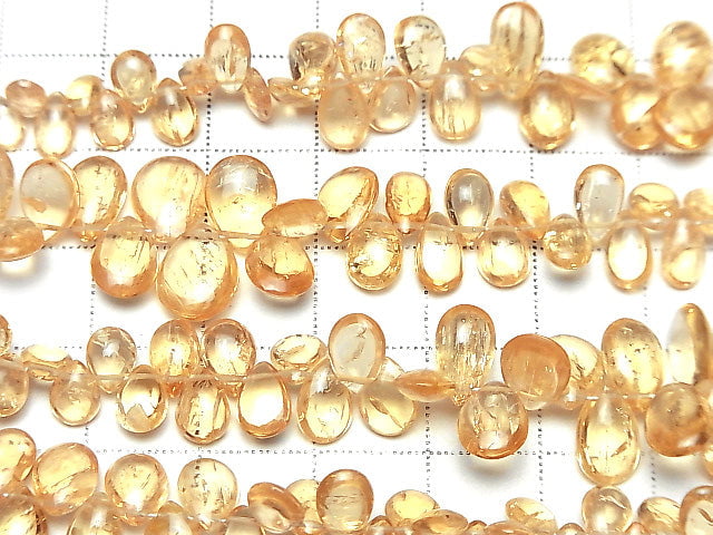 [Video] High Quality Imperial Topaz AAA Pear shape (Smooth) [Medium color] half or 1strand beads (aprx.7inch / 18cm)