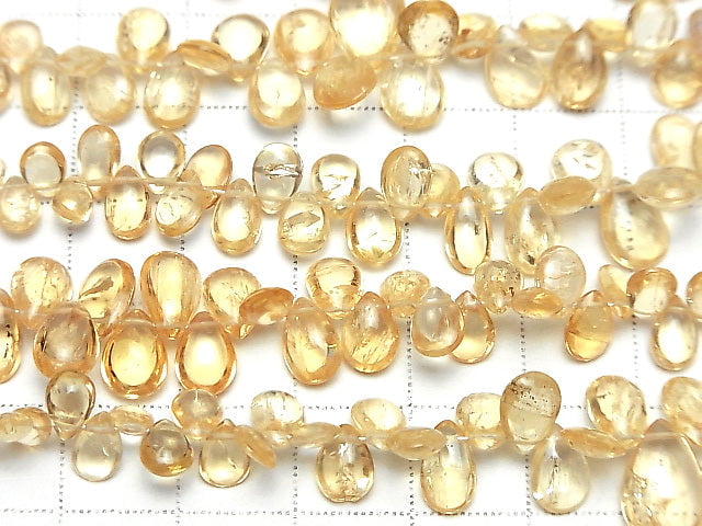 [Video] High Quality Imperial Topaz AAA Pear shape (Smooth) [Light color] half or 1strand beads (aprx.7inch / 18cm)