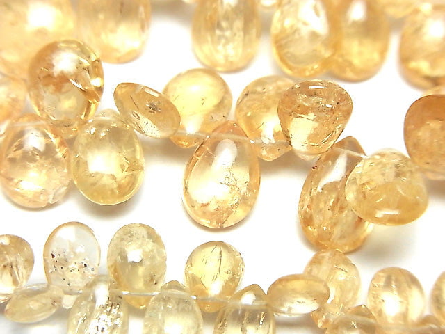 [Video] High Quality Imperial Topaz AAA- Pear shape (Smooth) [Light color] half or 1strand beads (aprx.7inch / 18cm)