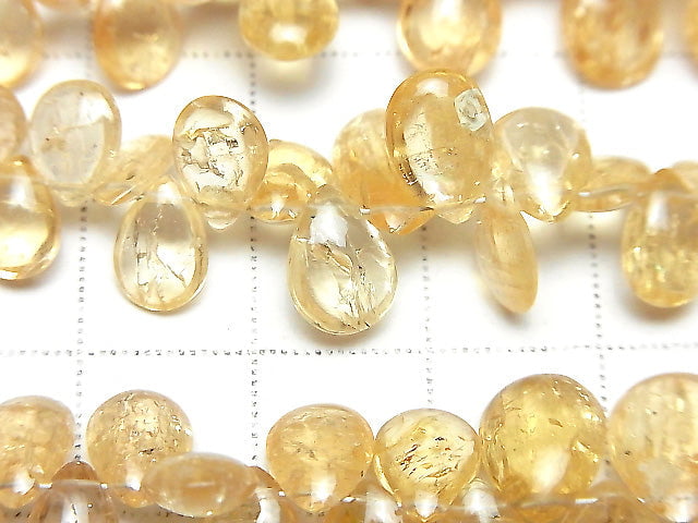 [Video] High Quality Imperial Topaz AAA- Pear shape (Smooth) [Light color] half or 1strand beads (aprx.7inch / 18cm)