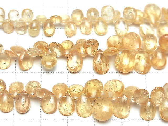 [Video] High Quality Imperial Topaz AAA- Pear shape (Smooth) [Light color] half or 1strand beads (aprx.7inch / 18cm)
