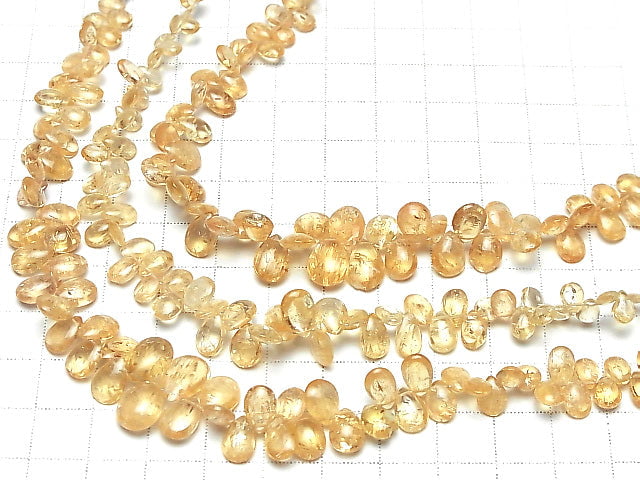 [Video] High Quality Imperial Topaz AAA- Pear shape (Smooth) [Light color] half or 1strand beads (aprx.7inch / 18cm)
