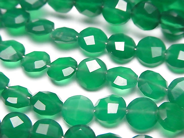 [Video] High Quality Green Onyx AAA Faceted Coin 6 x 6 x 4 mm half or 1 strand (apr x 6 inch / 16 cm)