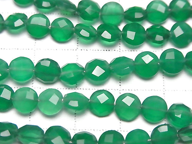 [Video] High Quality Green Onyx AAA Faceted Coin 6 x 6 x 4 mm half or 1 strand (apr x 6 inch / 16 cm)