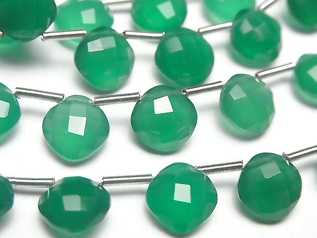 [Video]High Quality Green Onyx AAA Diamond Shape (Cushion Cut) 9x9mm half or 1strand (18pcs)
