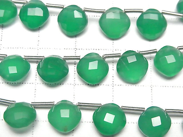 [Video]High Quality Green Onyx AAA Diamond Shape (Cushion Cut) 9x9mm half or 1strand (18pcs)
