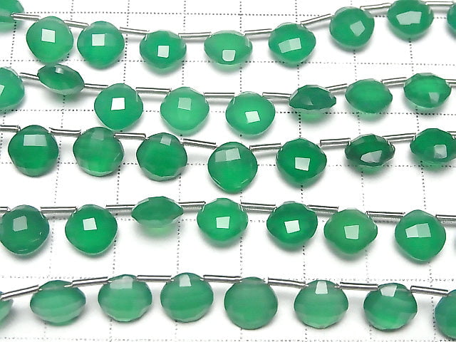 [Video]High Quality Green Onyx AAA Diamond Shape (Cushion Cut) 9x9mm half or 1strand (18pcs)