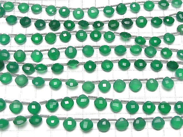 [Video]High Quality Green Onyx AAA Diamond Shape (Cushion Cut) 9x9mm half or 1strand (18pcs)
