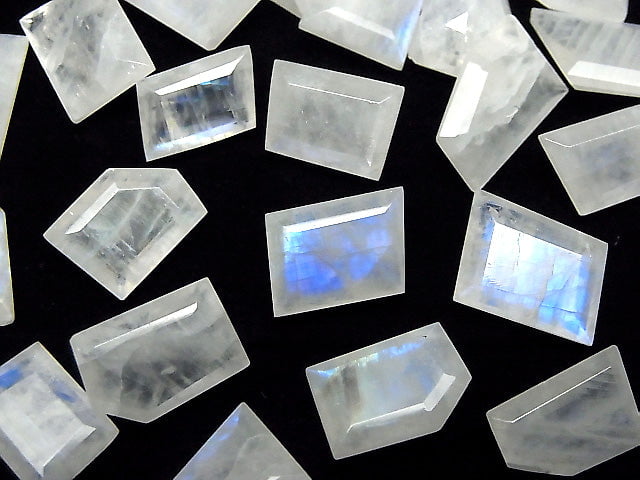 [Video] High Quality Rainbow Moonstone AAA- Undrilled Fancy Shape Faceted 3pcs