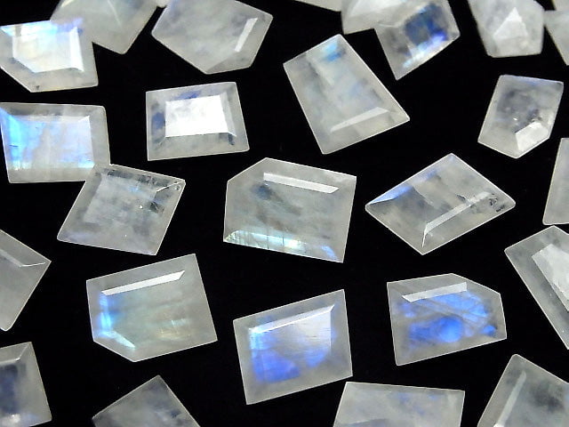 [Video] High Quality Rainbow Moonstone AAA- Undrilled Fancy Shape Faceted 3pcs