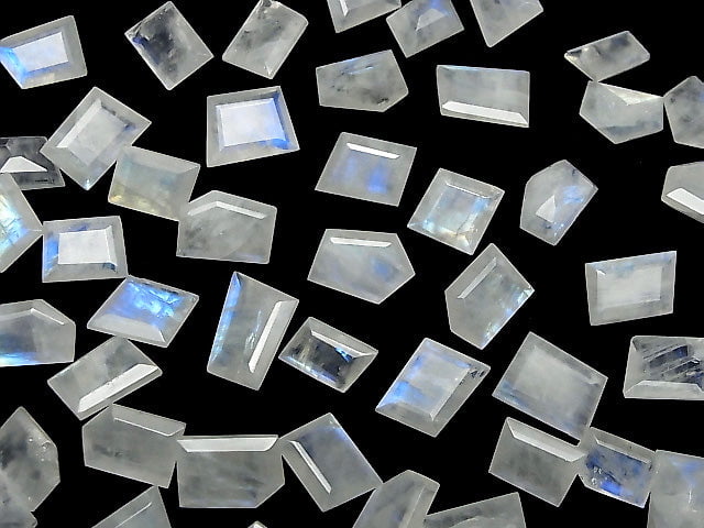 [Video] High Quality Rainbow Moonstone AAA- Undrilled Fancy Shape Faceted 3pcs