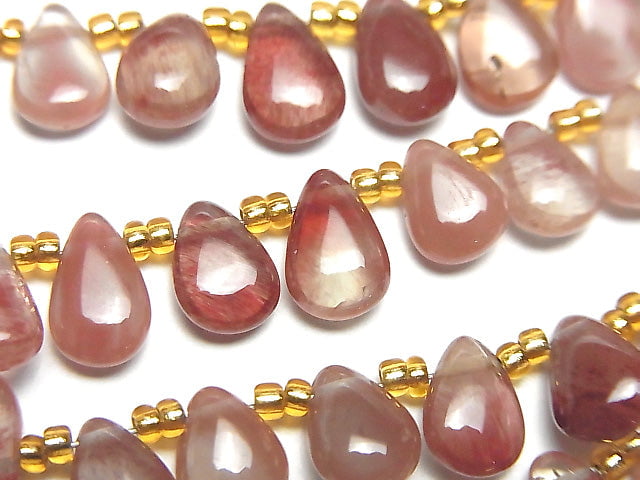 [Video]High Quality Andesine AAA- Pear shape (Smooth) 1strand beads (aprx.7inch/18cm)
