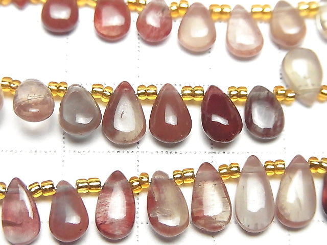 [Video]High Quality Andesine AAA- Pear shape (Smooth) 1strand beads (aprx.7inch/18cm)