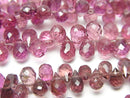 [Video]High Quality Pink Tourmaline AAA Drop Faceted Briolette Color Gradation half or 1strand beads (aprx.7inch / 18cm)