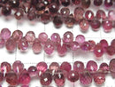 [Video]High Quality Pink Tourmaline AAA Drop Faceted Briolette Color Gradation half or 1strand beads (aprx.7inch / 18cm)