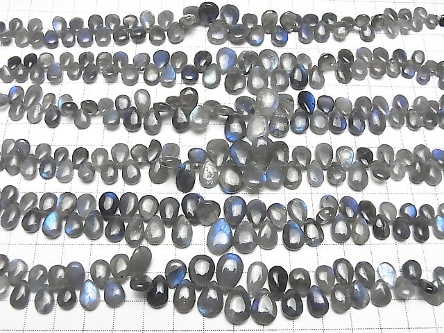 [Video]Blue Labradorite AA Pear shape Briolette (Smooth) half or 1strand beads (aprx.7inch/18cm)