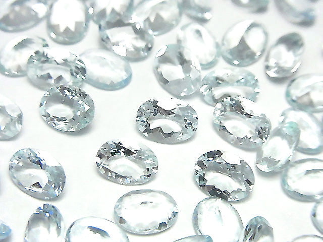 [Video]High Quality Aquamarine AAA Loose stone Oval Faceted 8x6mm 2pcs