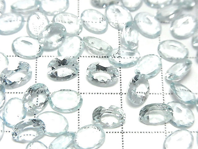 [Video]High Quality Aquamarine AAA Loose stone Oval Faceted 8x6mm 2pcs