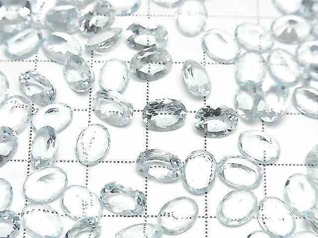 [Video]High Quality Aquamarine AAA Loose stone Oval Faceted 8x6mm 2pcs