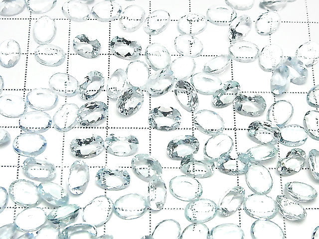 [Video]High Quality Aquamarine AAA Loose stone Oval Faceted 8x6mm 2pcs