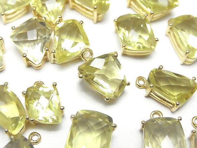 [Video] High Quality Lemon Quartz AAA Bezel Setting Fancy Shape Faceted 18KGP 1pc