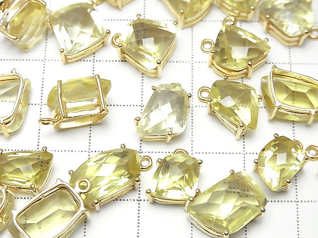 [Video] High Quality Lemon Quartz AAA Bezel Setting Fancy Shape Faceted 18KGP 1pc