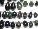 [Video]High Quality Ethiopian Black Opal AAA Drop (Smooth) 1strand beads (aprx.7inch/18cm)