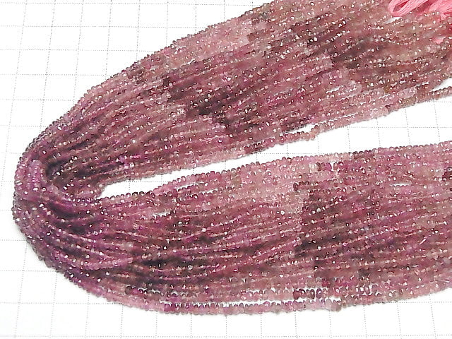 [Video]Pink Tourmaline AA++ Faceted Button Rondelle 3x3x2mm 1strand beads (aprx.14inch/34cm)