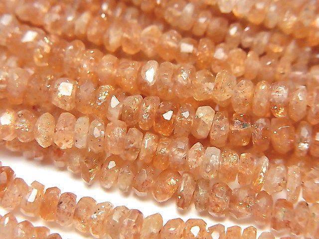 [Video] High Quality Sunstone AA++ Faceted Button Rondelle half or 1strand beads (aprx.12inch / 30cm)
