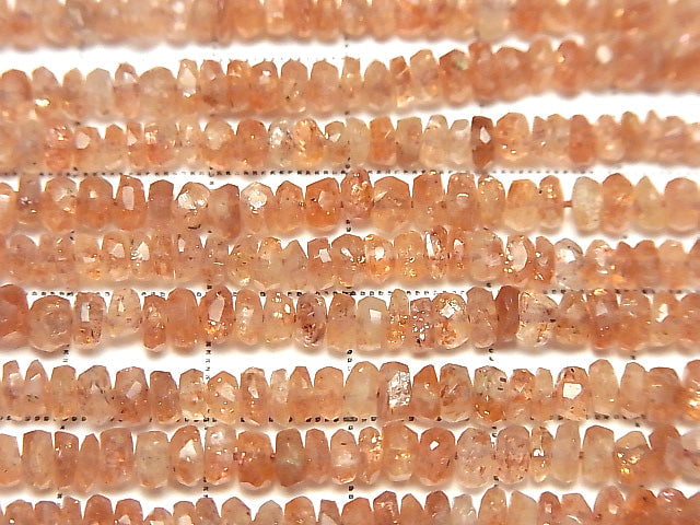 [Video] High Quality Sunstone AA++ Faceted Button Rondelle half or 1strand beads (aprx.12inch / 30cm)