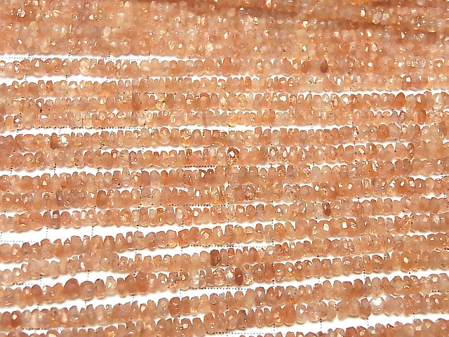 [Video] High Quality Sunstone AA++ Faceted Button Rondelle half or 1strand beads (aprx.12inch / 30cm)