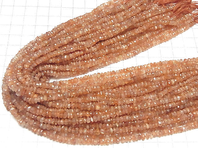 [Video] High Quality Sunstone AA++ Faceted Button Rondelle half or 1strand beads (aprx.12inch / 30cm)