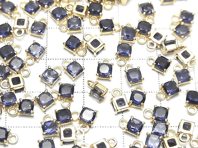 [Video]High Quality Iolite AAA Bezel Setting Square Faceted 4x4mm 18KGP 2pcs
