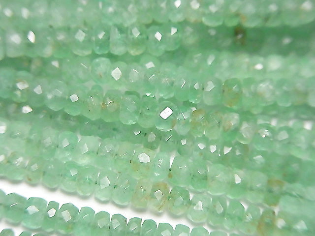 [Video] High Quality Columbia Emerald AAA-Faceted Button Rondelle half or 1strand beads (aprx.15inch / 38cm)