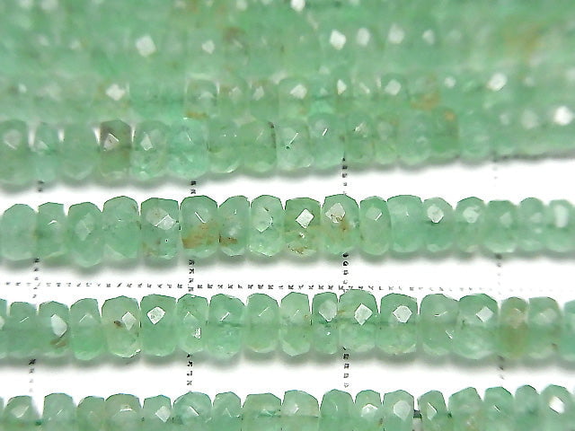 [Video] High Quality Columbia Emerald AAA-Faceted Button Rondelle half or 1strand beads (aprx.15inch / 38cm)