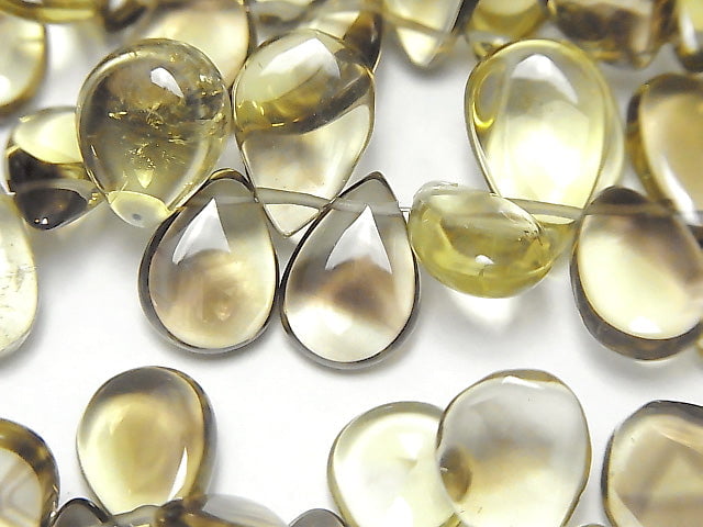 [Video]High Quality Lemon x Smoky Quartz AAA Pear shape (Smooth) half or 1strand beads (aprx.7inch/18cm)