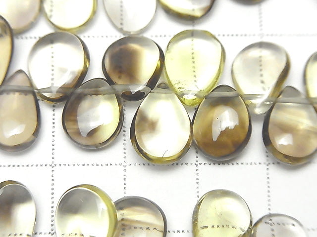 [Video]High Quality Lemon x Smoky Quartz AAA Pear shape (Smooth) half or 1strand beads (aprx.7inch/18cm)